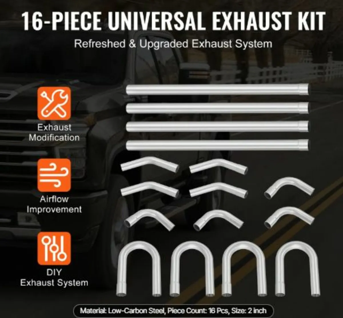 Exhaust Kit, 16pcs, DIY Universal Galvanized Steel - Image 2