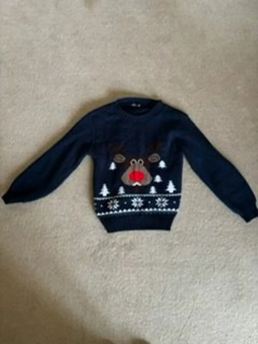 Boys Navy Christmas Jumper age 7-8 - Image 1