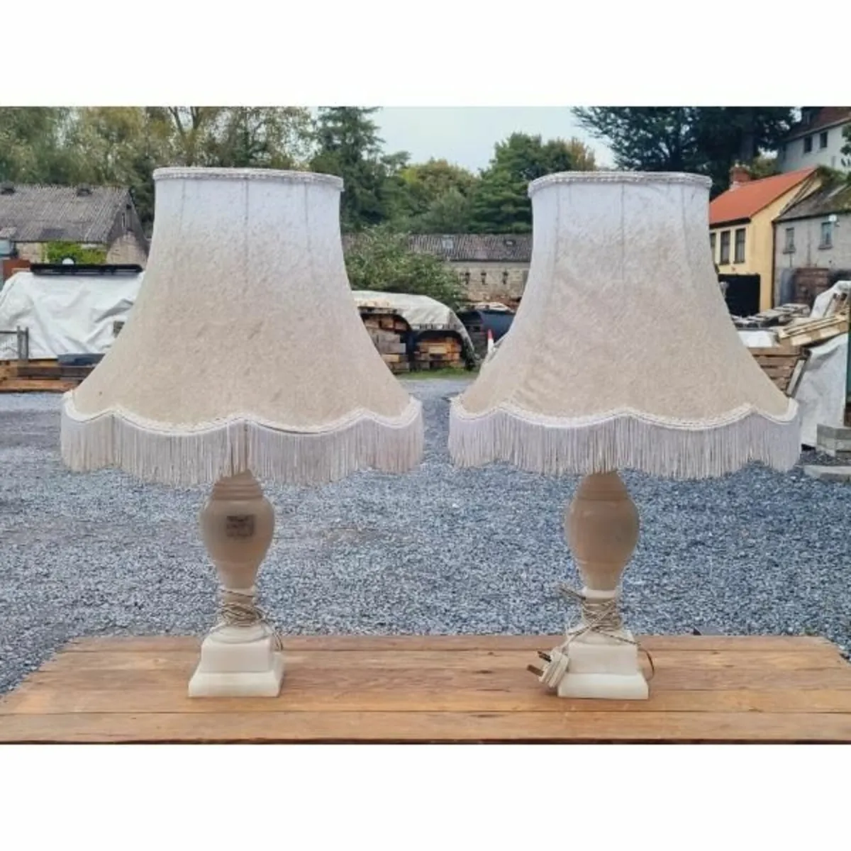 Pair of Lamps Marble Base KAS884 - Image 1