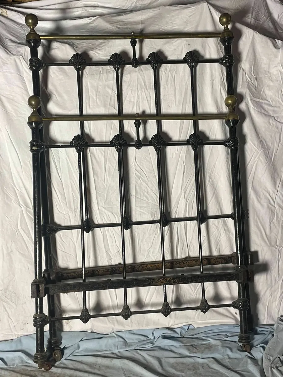 Antique Cast Iron & Brass Bed Frame - Image 1
