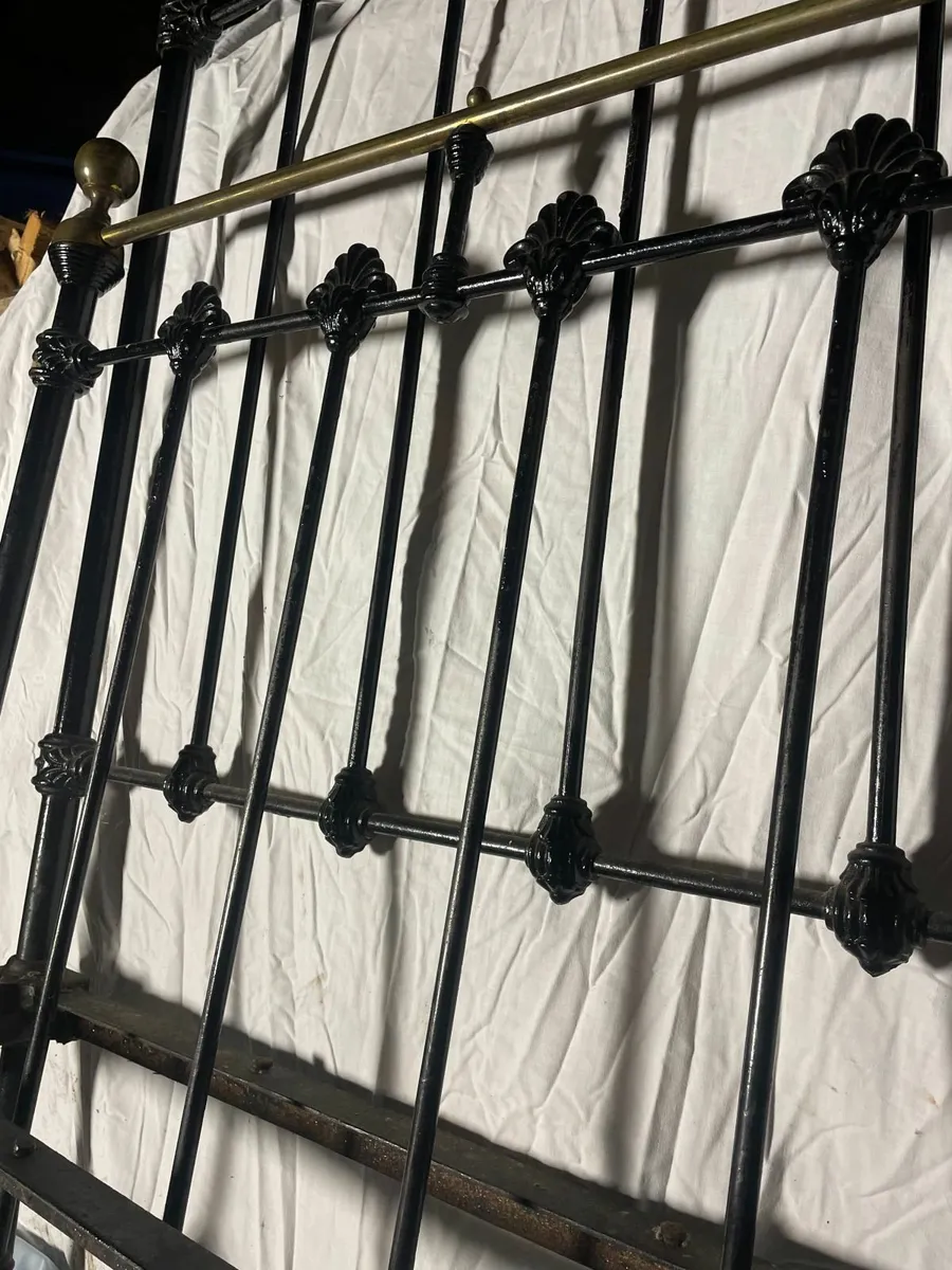 Antique Cast Iron & Brass Bed Frame - Image 2
