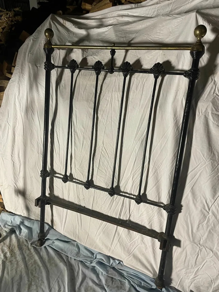 Antique Cast Iron & Brass Bed Frame - Image 4