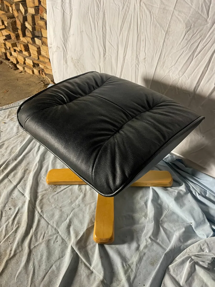 Contemporary Leather Footstool - Image 1