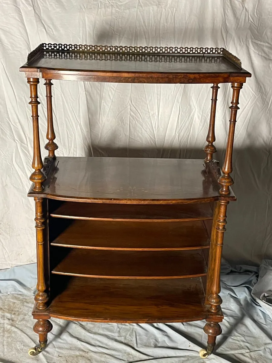 Antique Walnut & Burr Walnut What-Not - Image 2