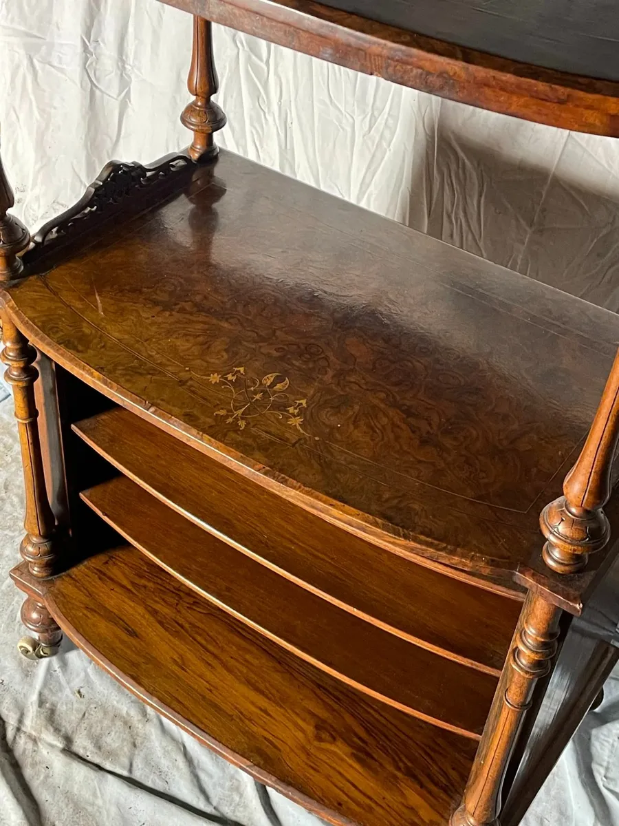 Antique Walnut & Burr Walnut What-Not - Image 3