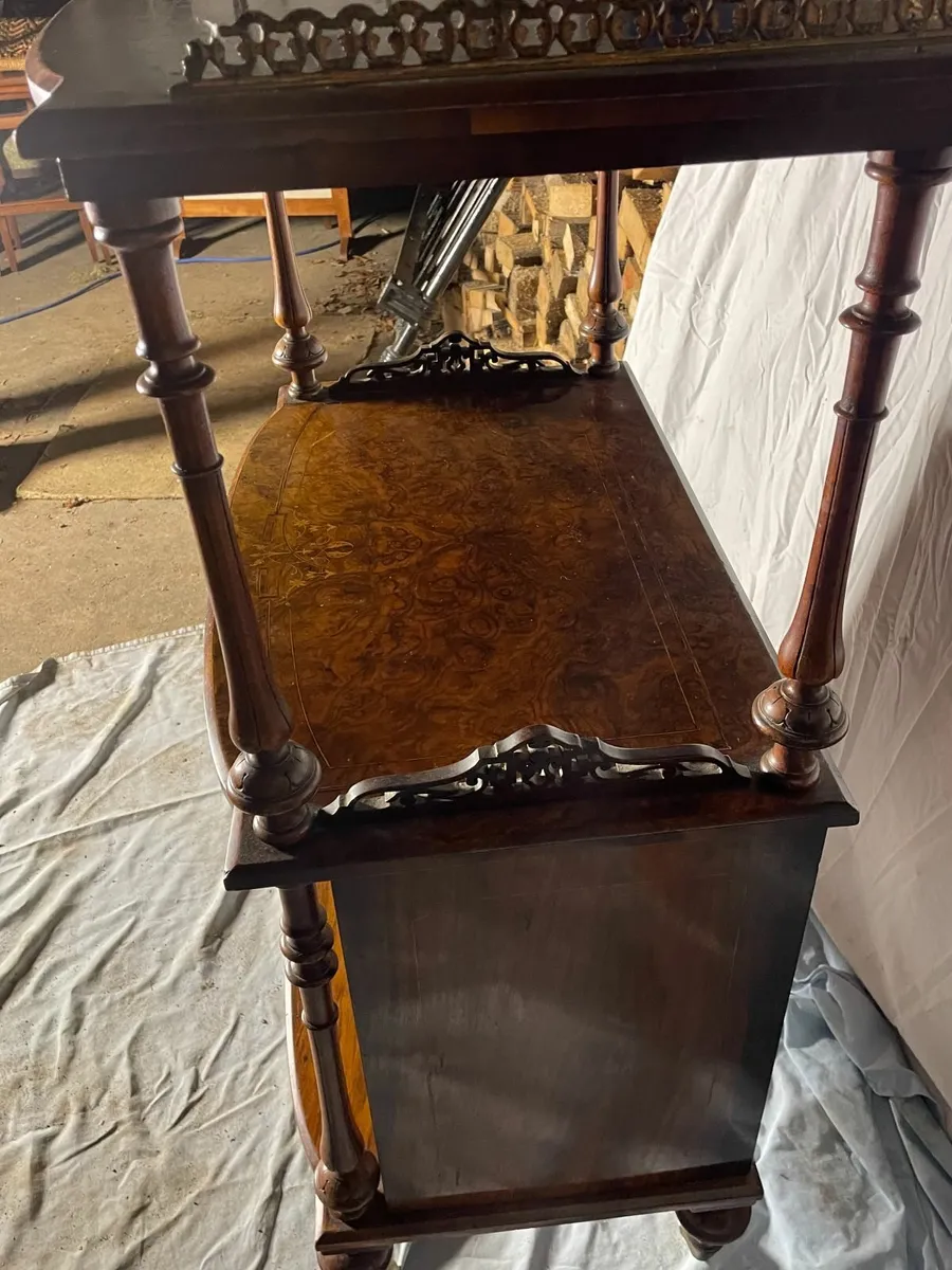 Antique Walnut & Burr Walnut What-Not - Image 4
