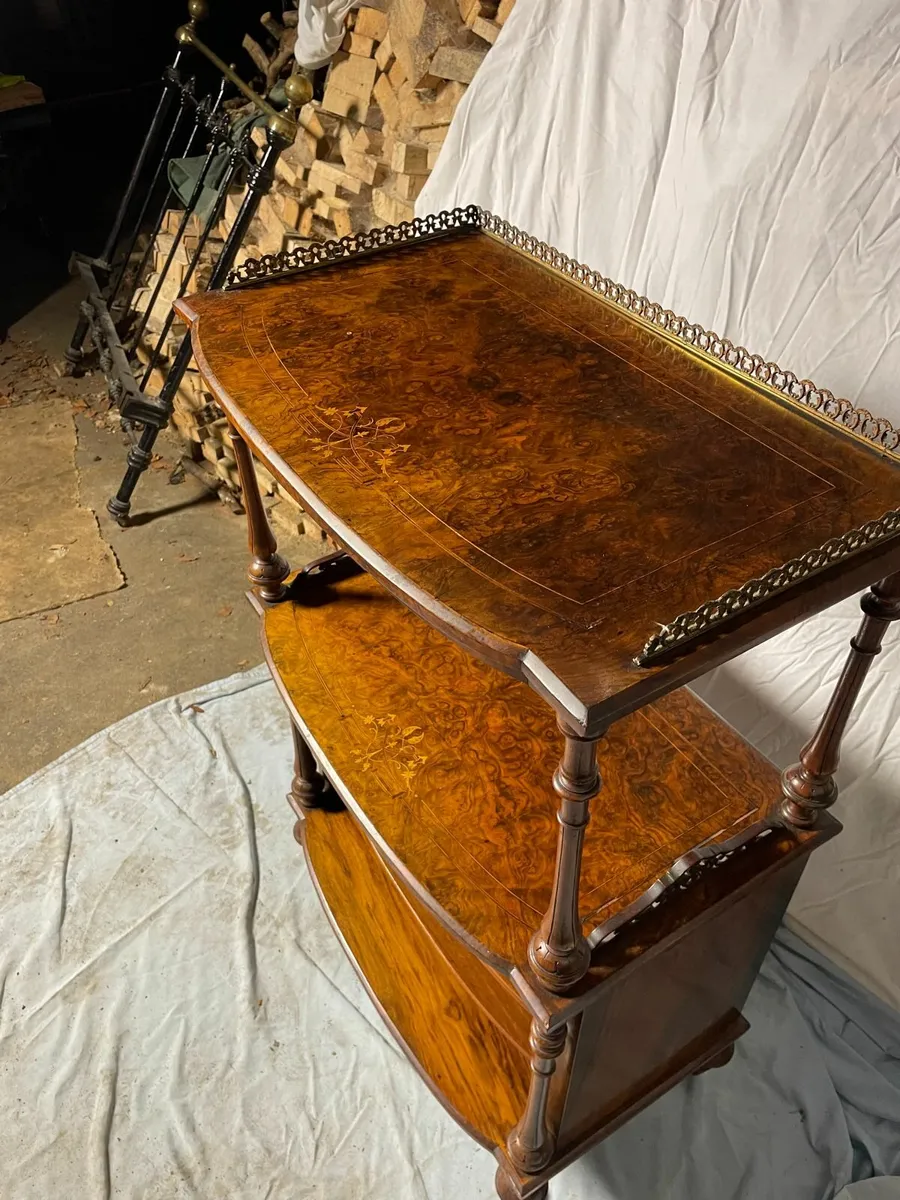 Antique Walnut & Burr Walnut What-Not - Image 1