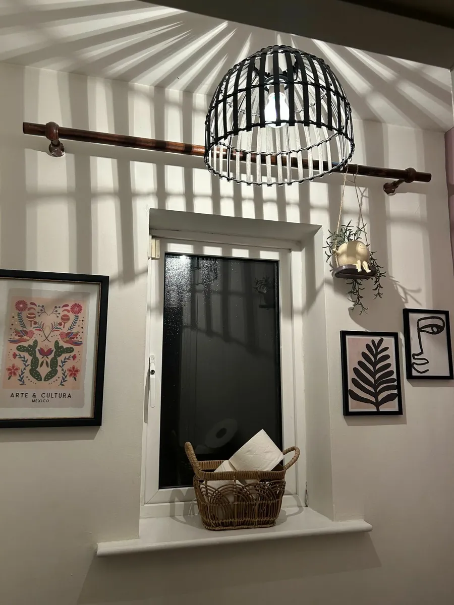 Black Rattan Lamp Shade 50cms Round - Image 4