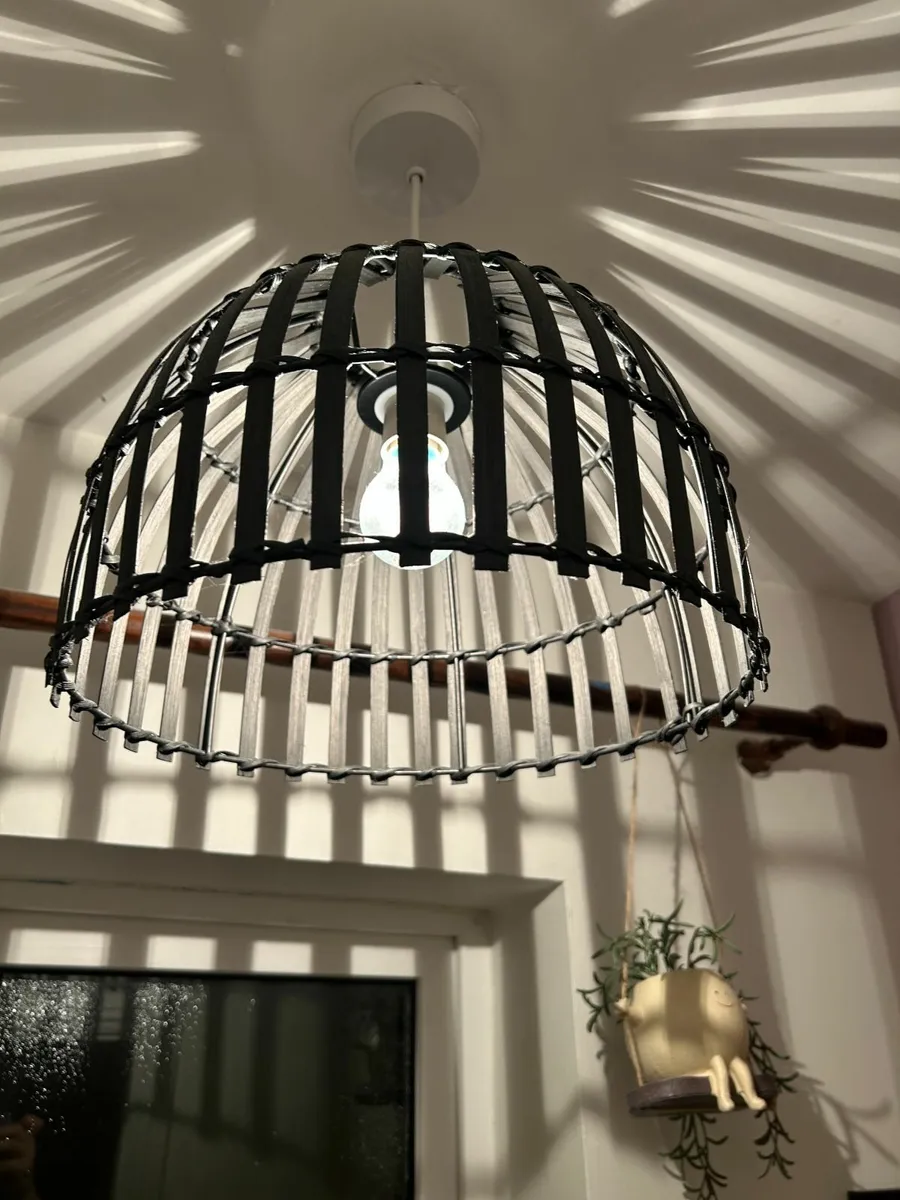 Black Rattan Lamp Shade 50cms Round - Image 1