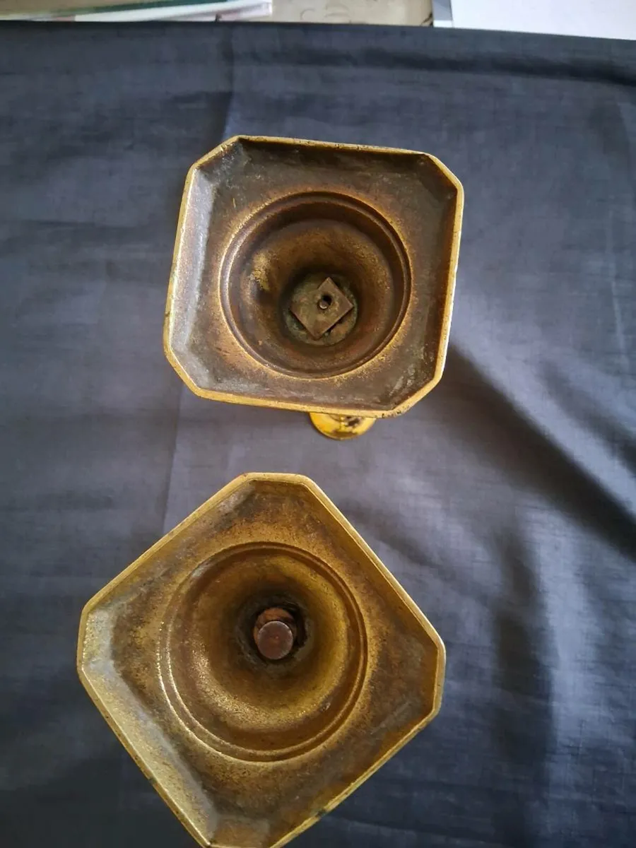 2 Tall Brass Candlestick Holders - Image 3