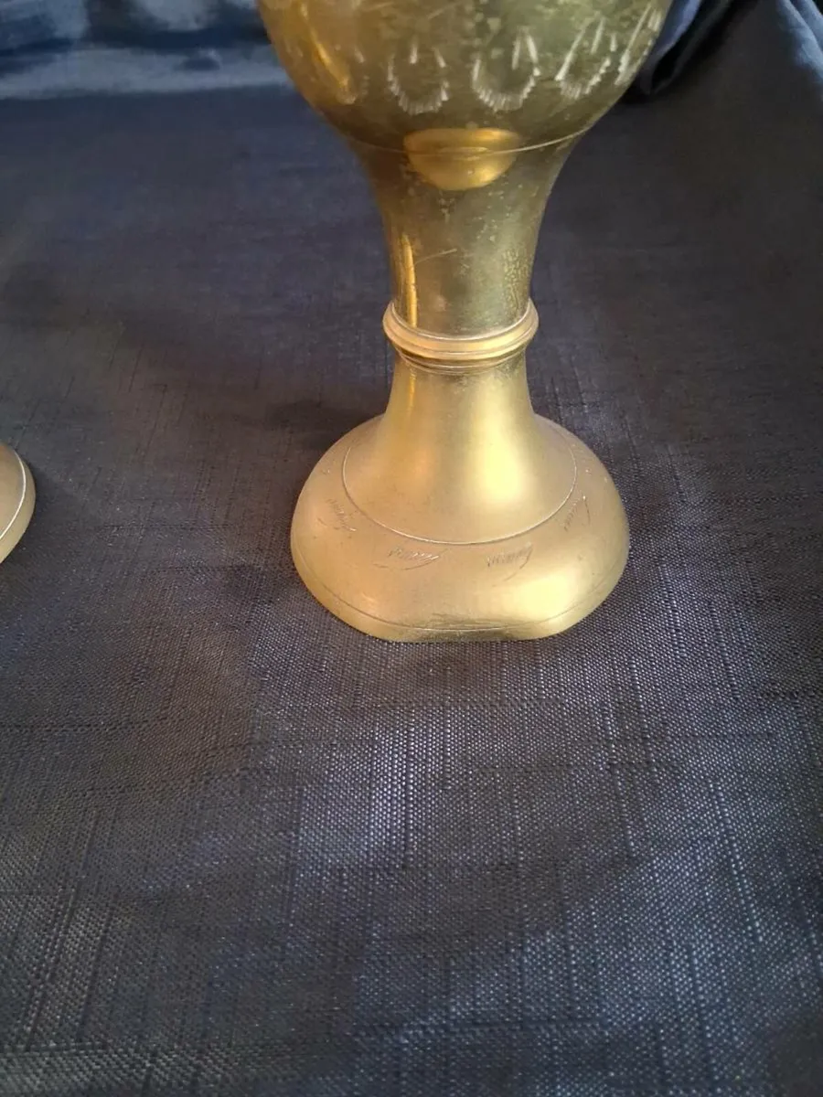 2 Brass Flute Vases - Image 2