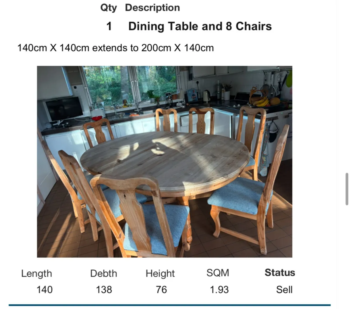 Dinning table (extendable) and chairs
