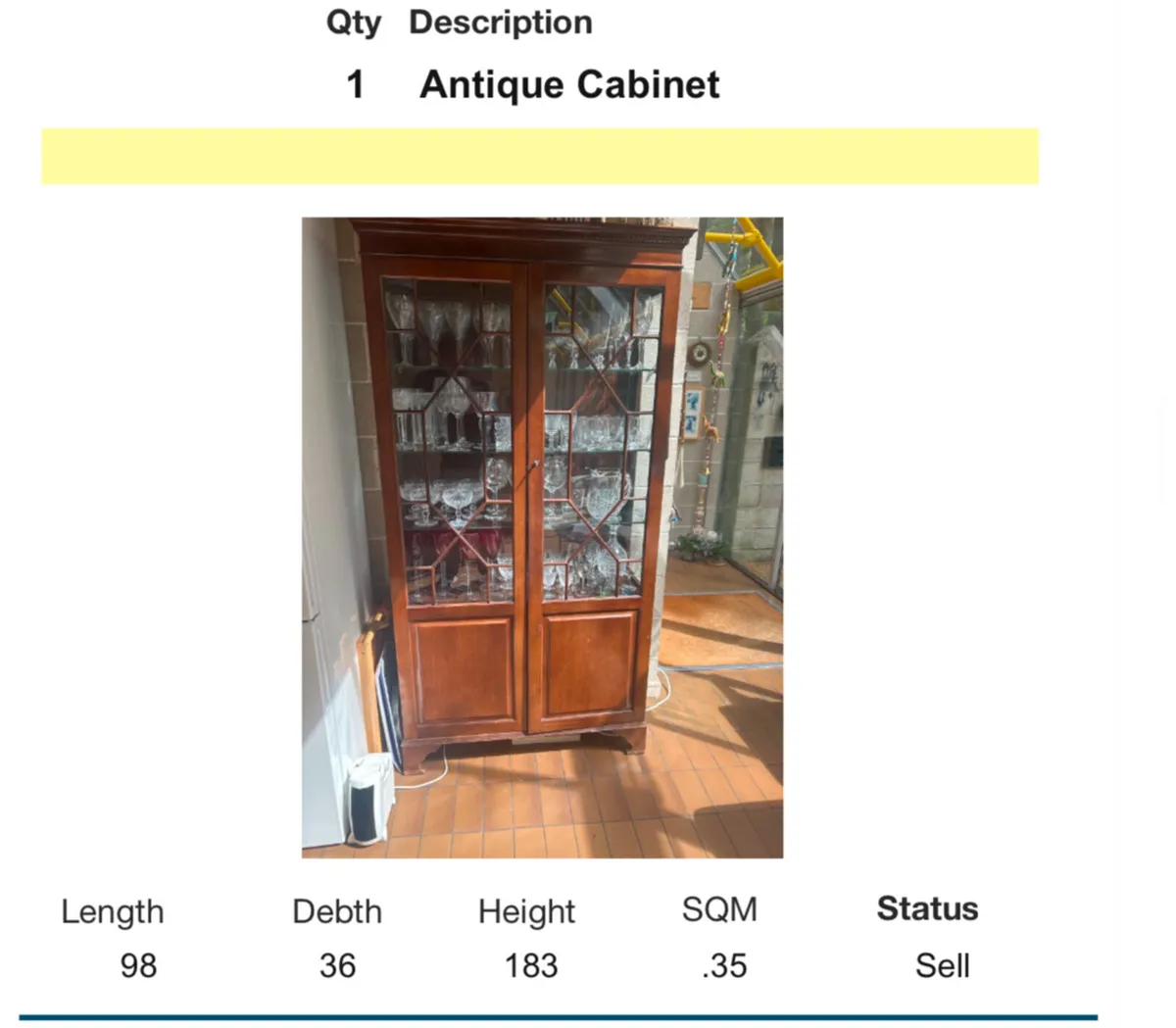 Glass antique cabinet