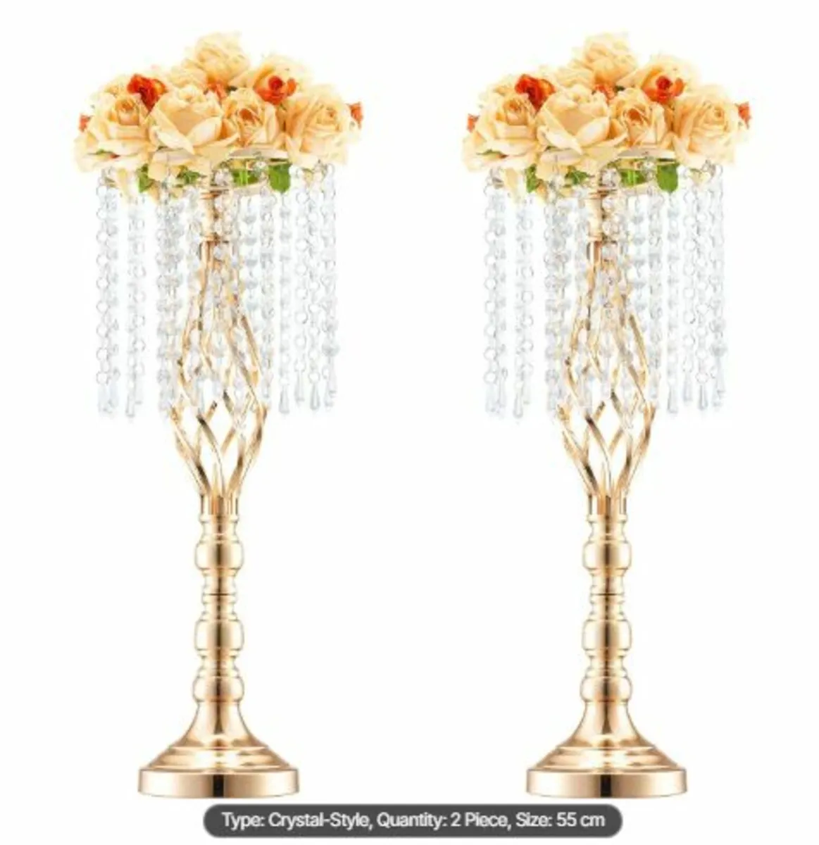 2PCS 55cm/21.65”Tall Crystal Wedding Flower Stand - Image 1