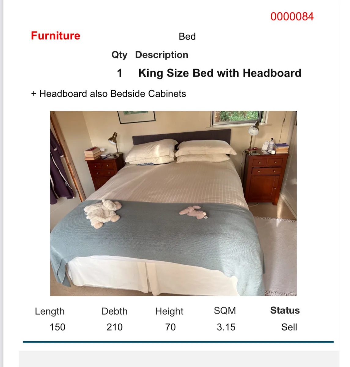 King size Bed and 2 bed side cabinets - Image 1