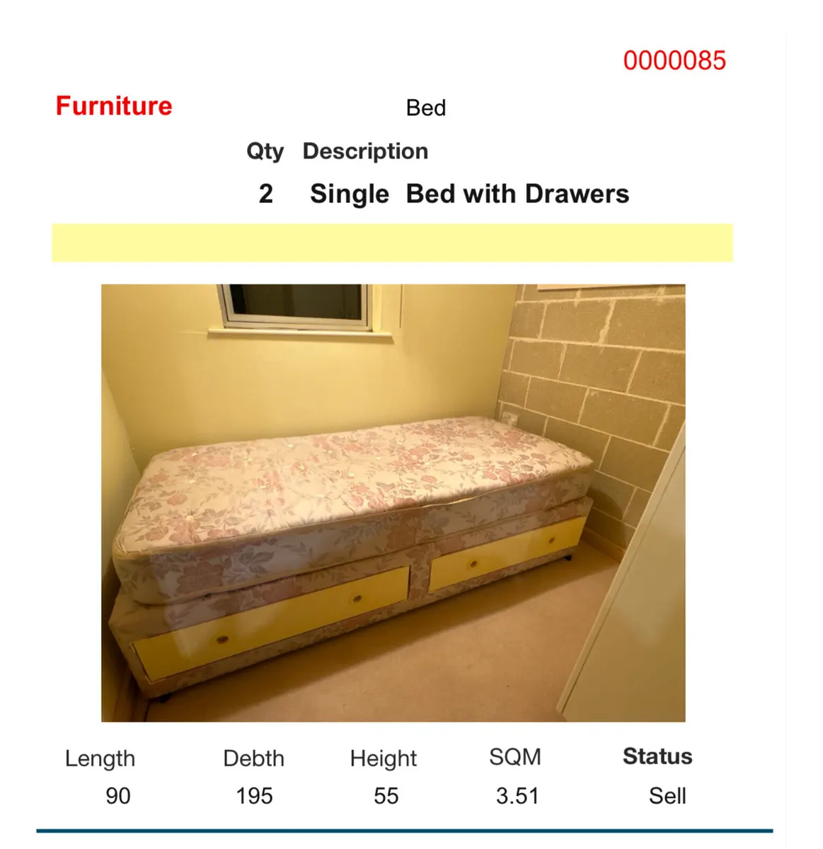 Single bed with storage (x2)