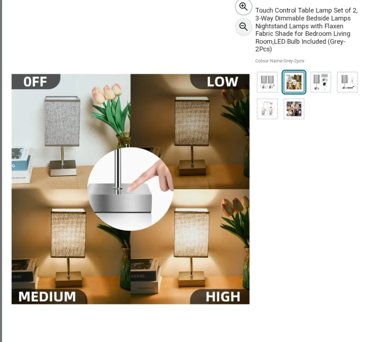 Bedside lockers lamps touch technology - Image 1