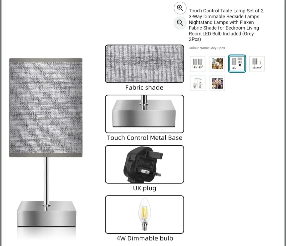 Bedside lockers lamps touch technology - Image 2
