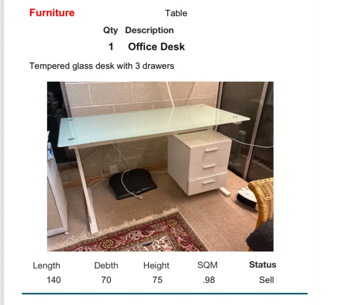 Office desk with 3 drawer storage