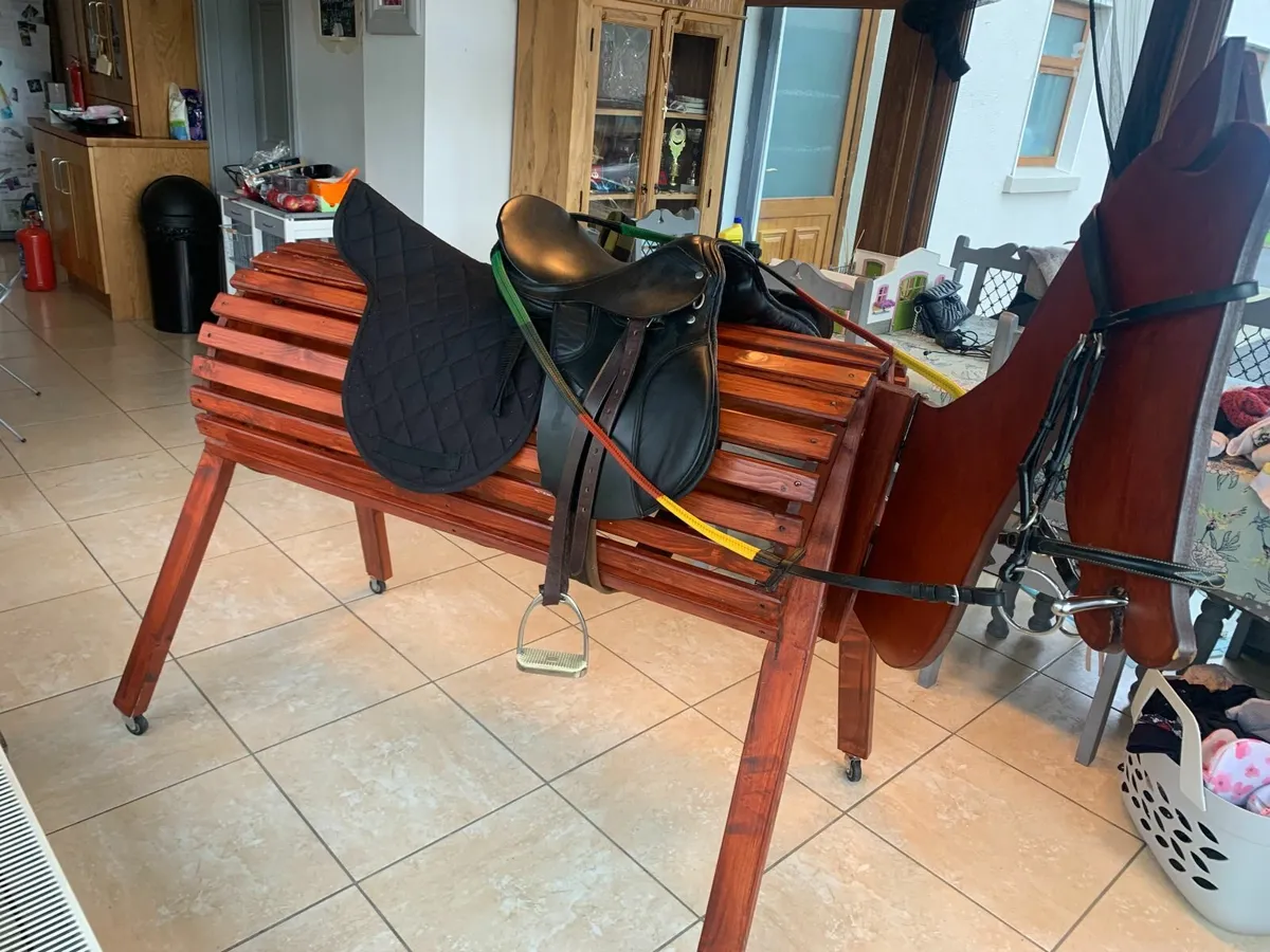 LOT 10 Handmade Wooden Horse / Saddle holder - Image 1