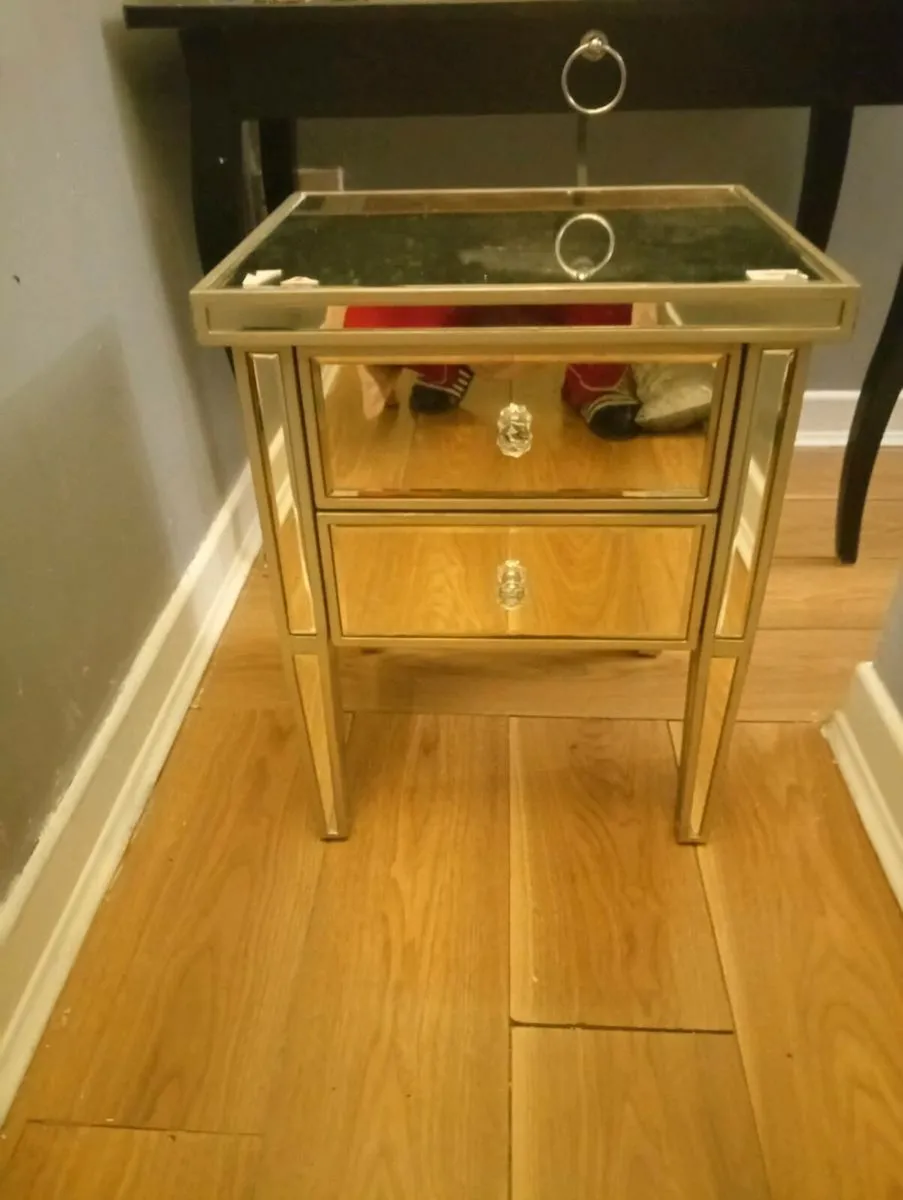 Glass mirror 2 drawer unit - Image 2