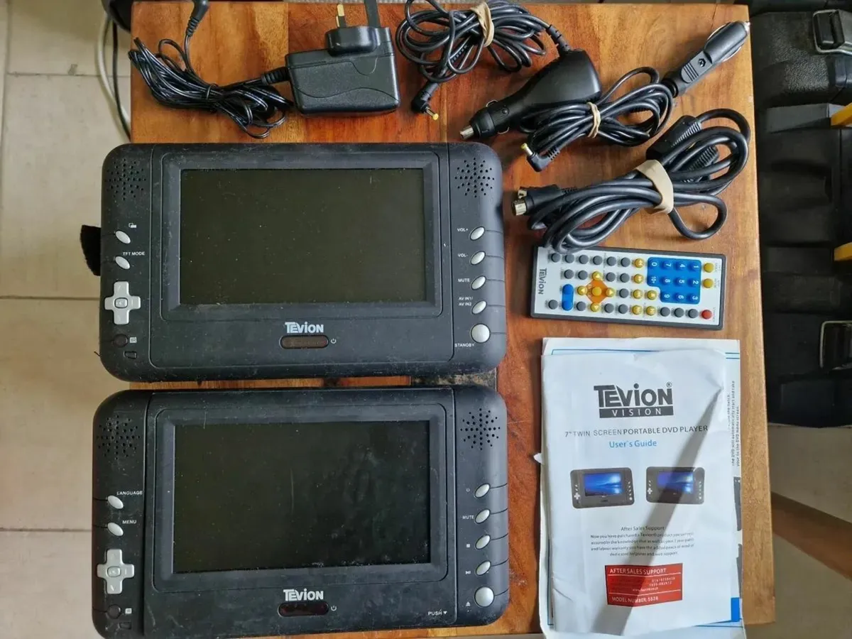 Tevion Twin Car DVD Players, Accessories, Manual - Image 1