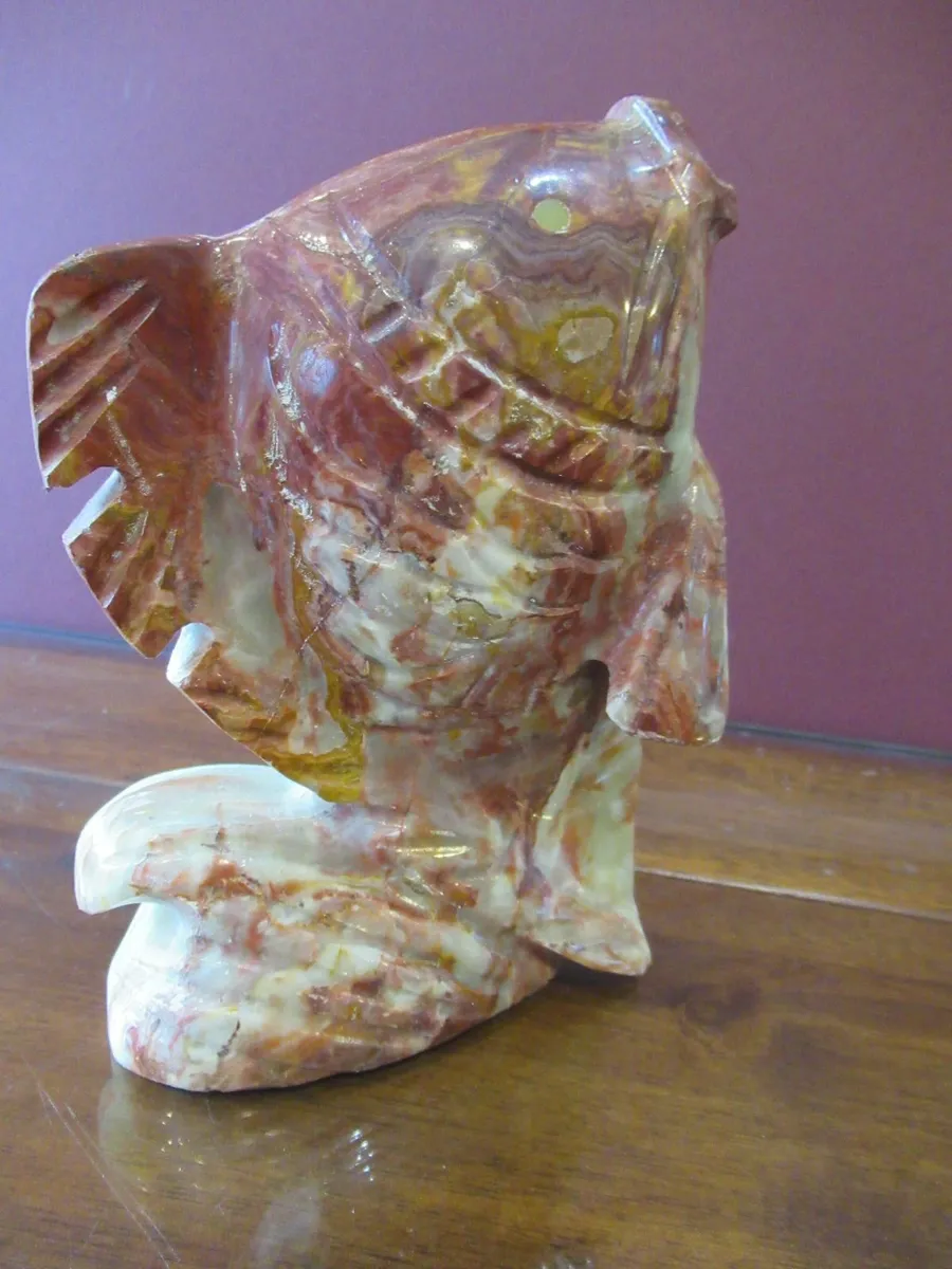 Antique  vintage FISH SCULPTURE marble ornament - Image 4