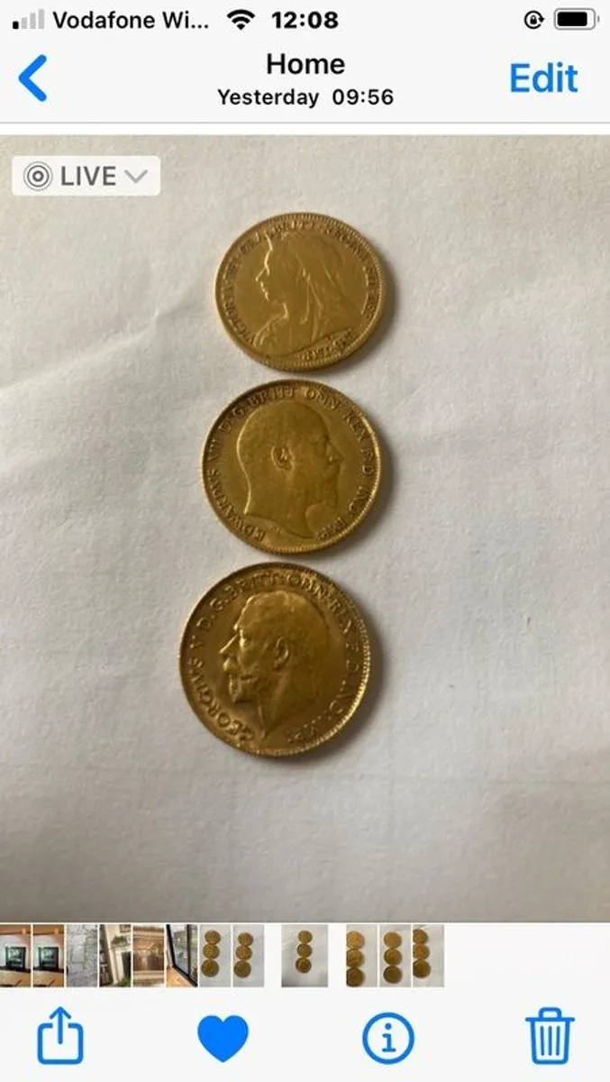 gold 3 full sovereigns 3 half sovereigns as can be seen the asking price is an error it was meant to be 4500 and I can not edit it so please bear that in mind. - Image 1