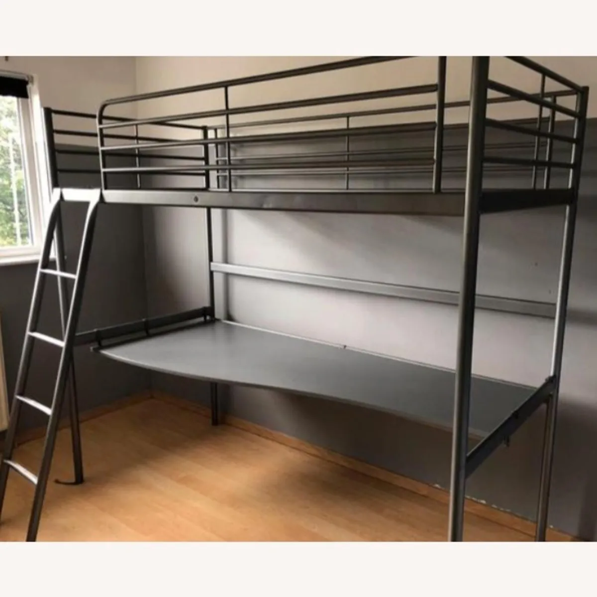 IKEA Svarta loft bed with desk (mattress included) - Image 1