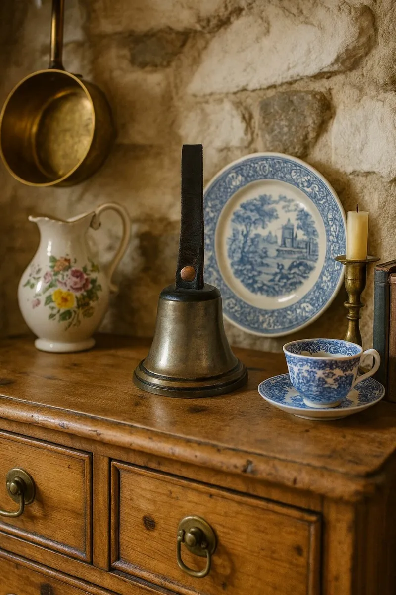 antique vintage SCHOOL BELL bronze cottage pub - Image 1