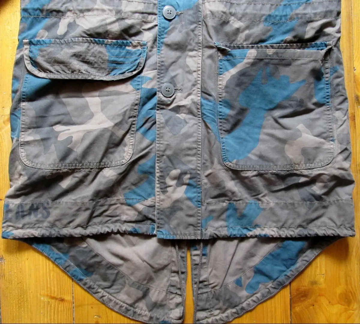 DKNY Jeans Camouflage Fishtail Parka, Size M - Image 3