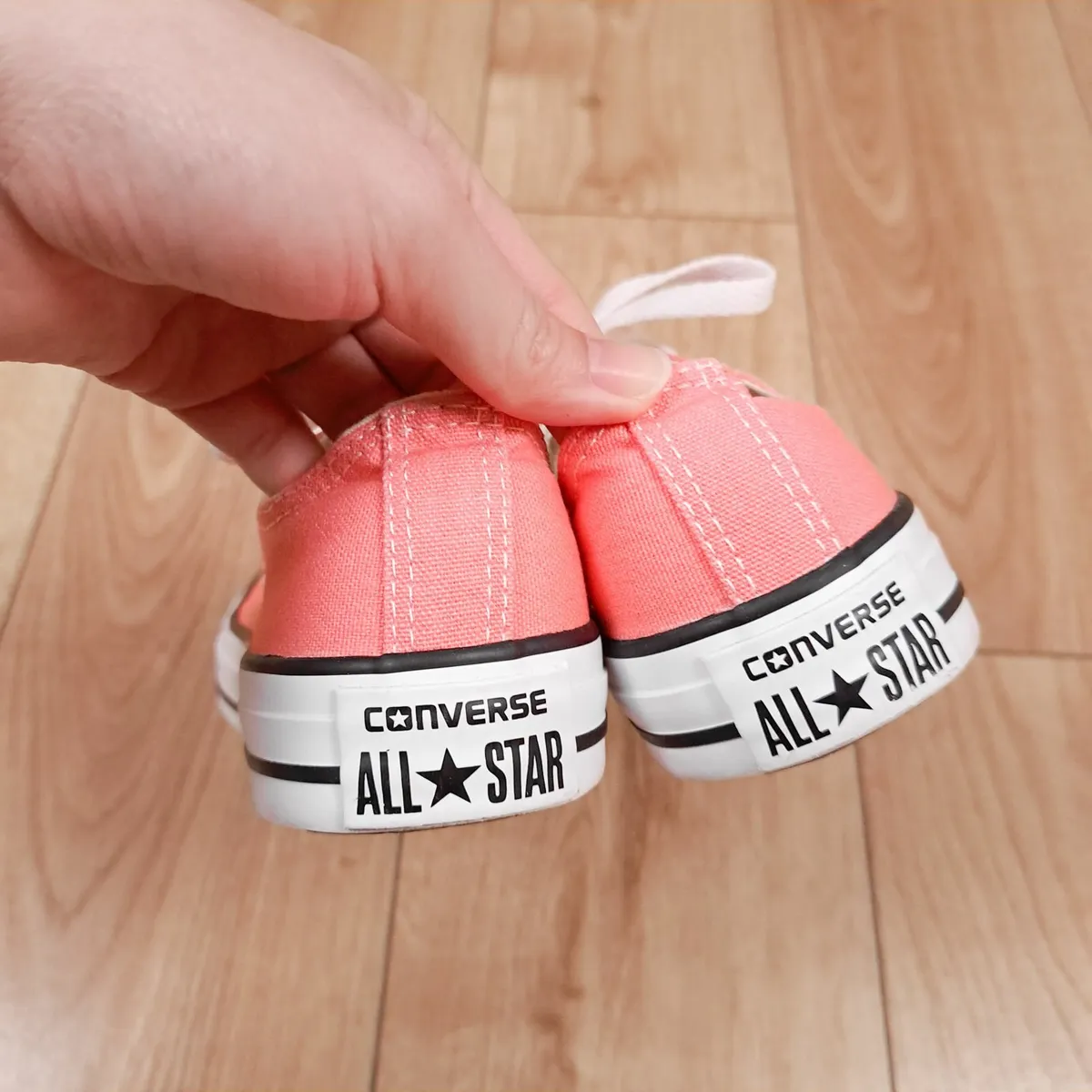 Converse Pink Orange Low Top Canvas Trainers 5UK - Image 3