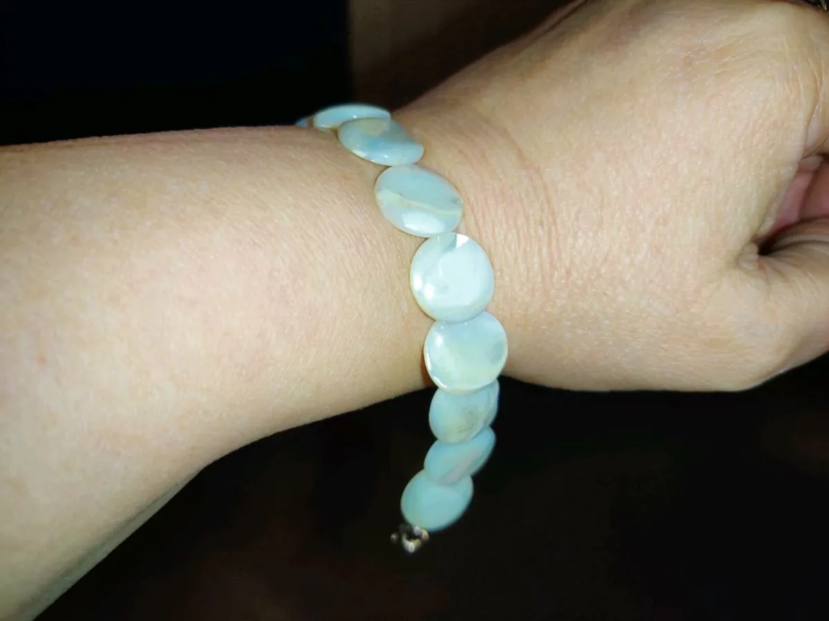 CHUNKY MOTHER OF PEARL, New 18"Unisex Bracelet ! - Image 2