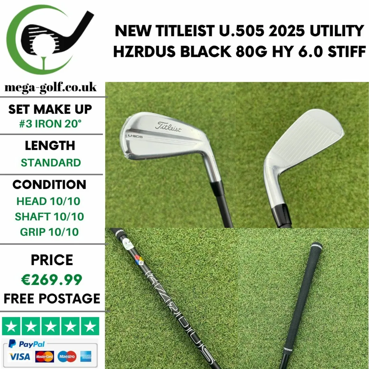 New Titleist U.505 2025 Utility #3 Iron 20° /Stiff - Image 1