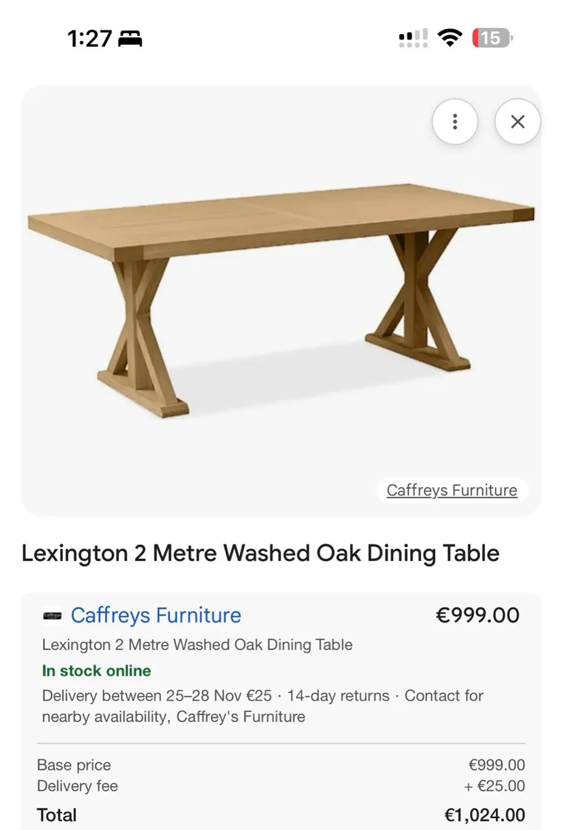 Large Oak Dining Table X-Leg 200cm New - Image 3