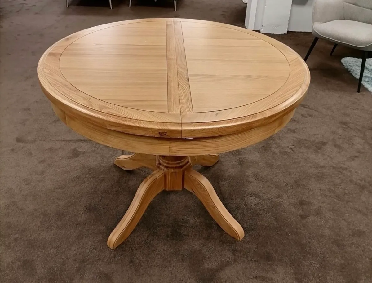 Oak Extendable Round Dining Table, New - Image 1