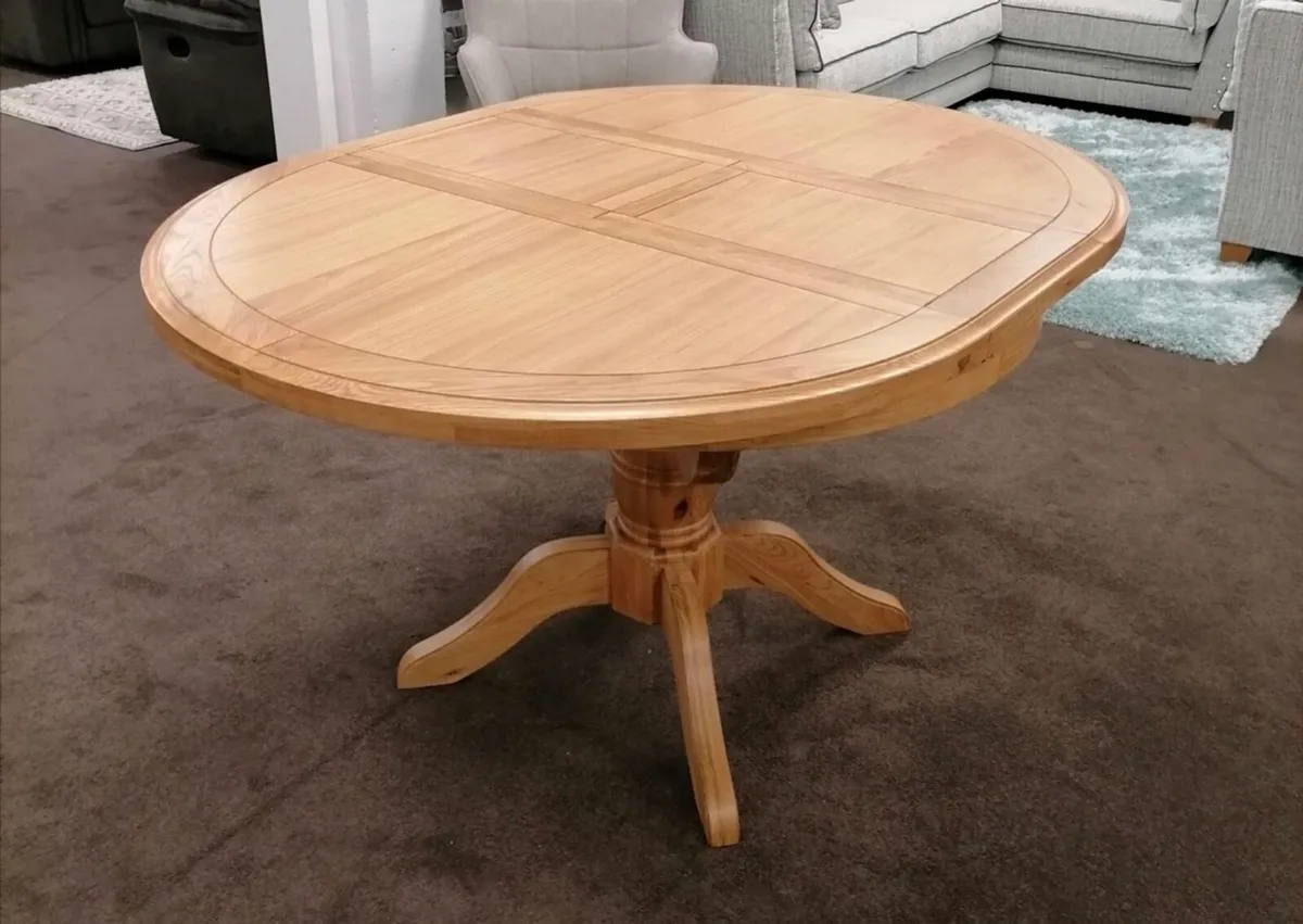 Oak Extendable Round Dining Table, New - Image 4