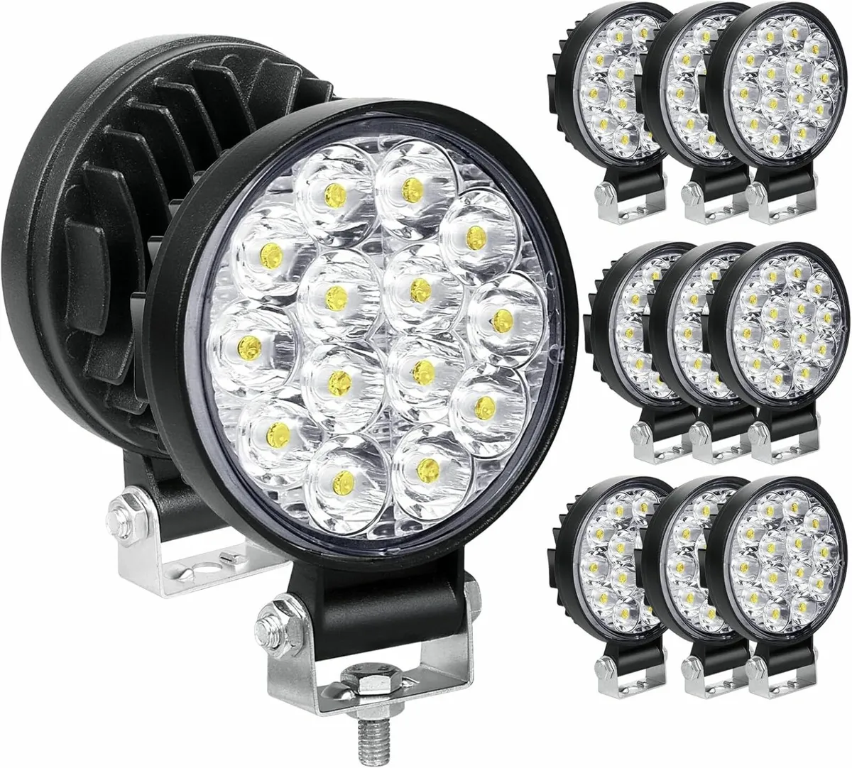 10 Pcs Round Mini Ultr Thin Led Work Light, 3.2 in