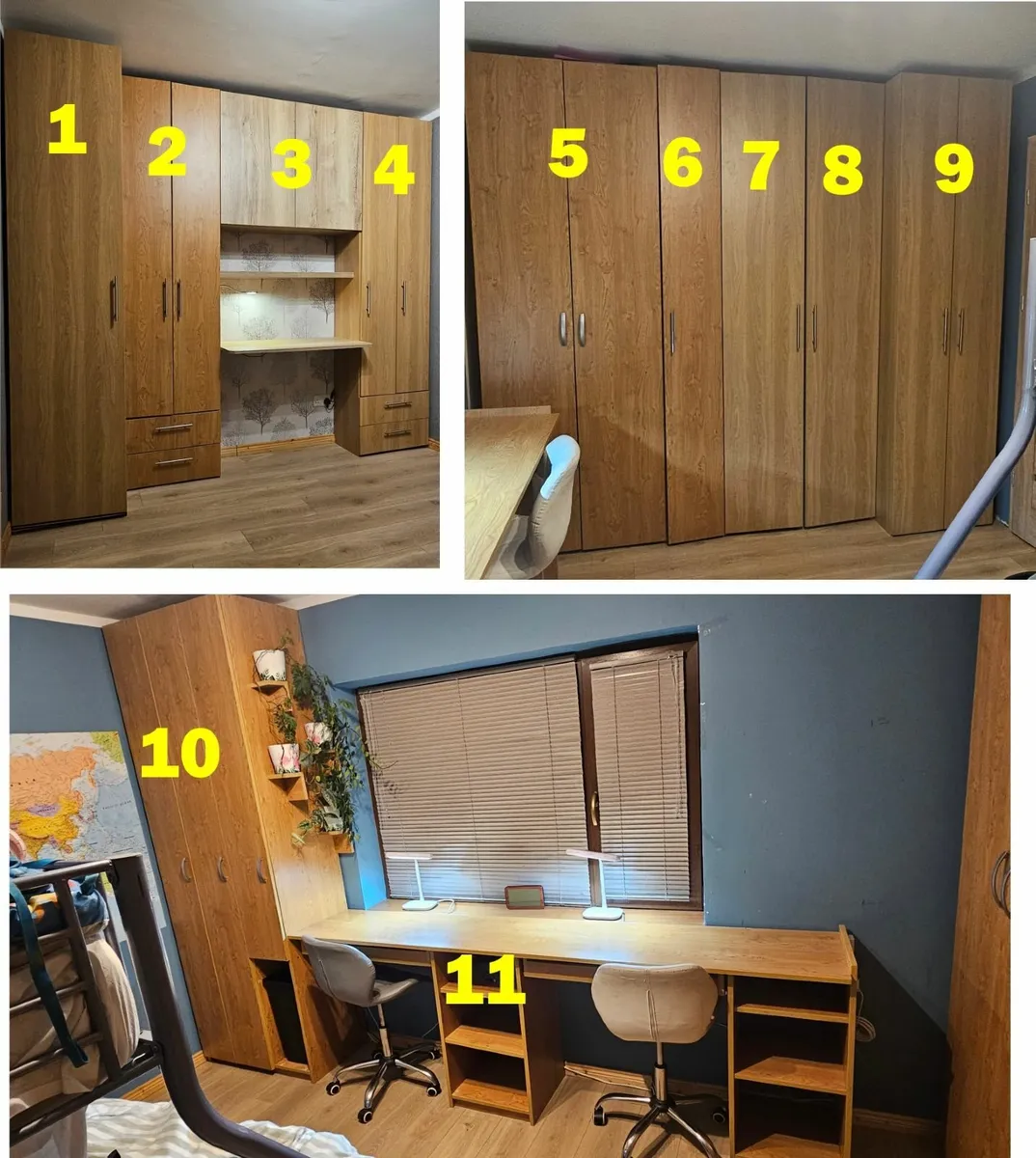 Modular Wardrobe Set + Double Desk, 11 Units Total - Image 1