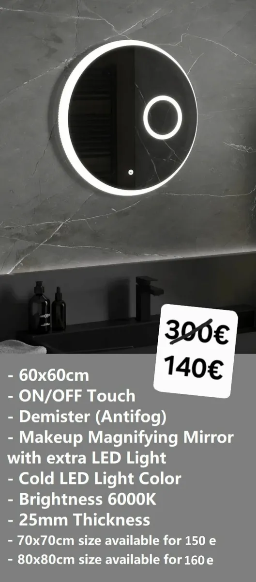 LED Bathroom Mirror Makeup Defogger Antifog - Image 1