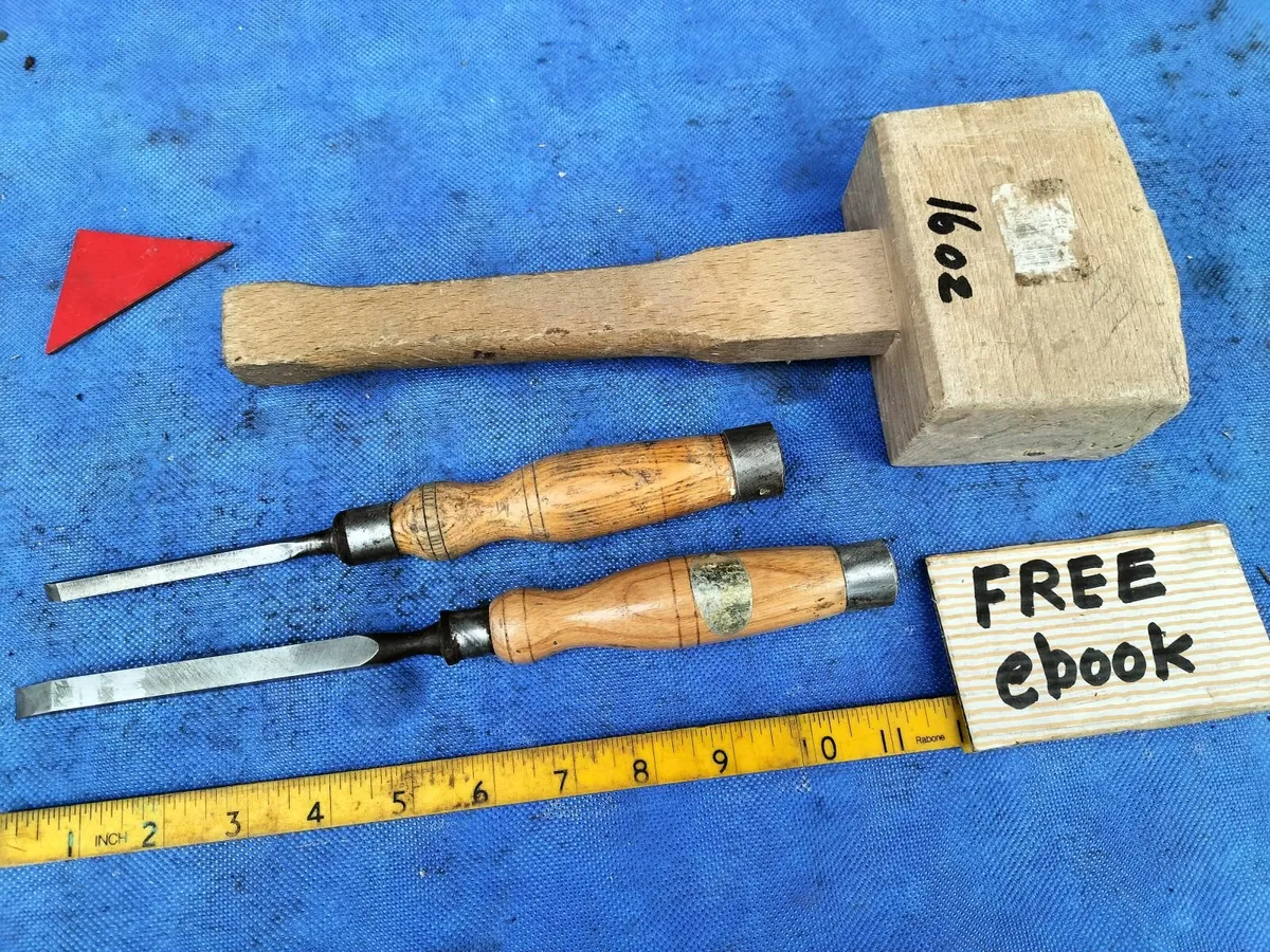 2 Mortice Chisels + Mallet - Image 1
