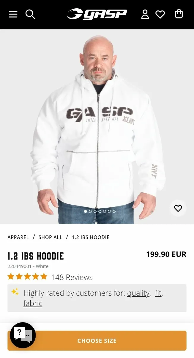 GASP 1.2 lbs Hoodie – White (Size XL) - Image 1