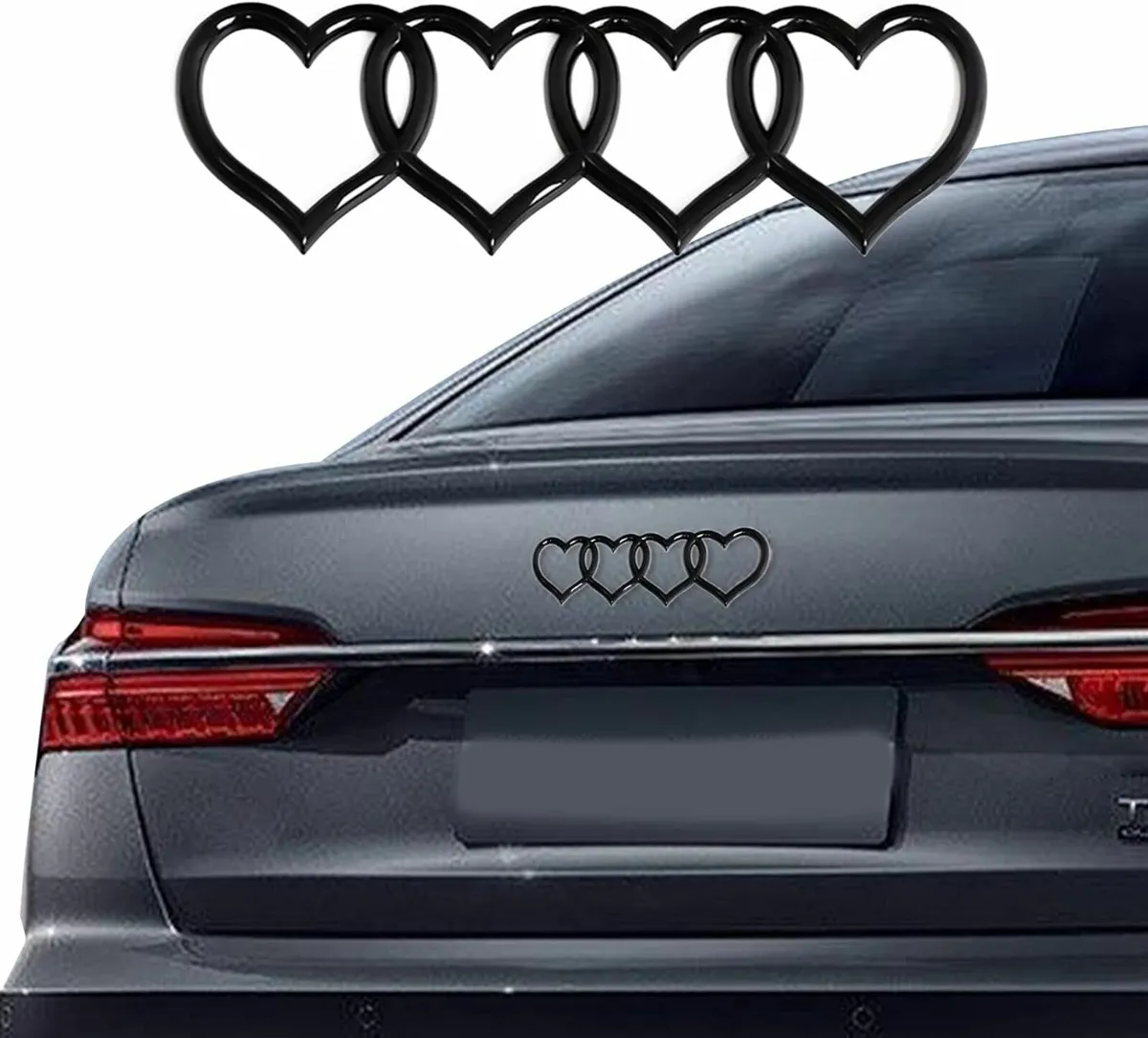 AUDI Love Heart Logo Rear Trunk Emblem, 3D Badge D - Image 2