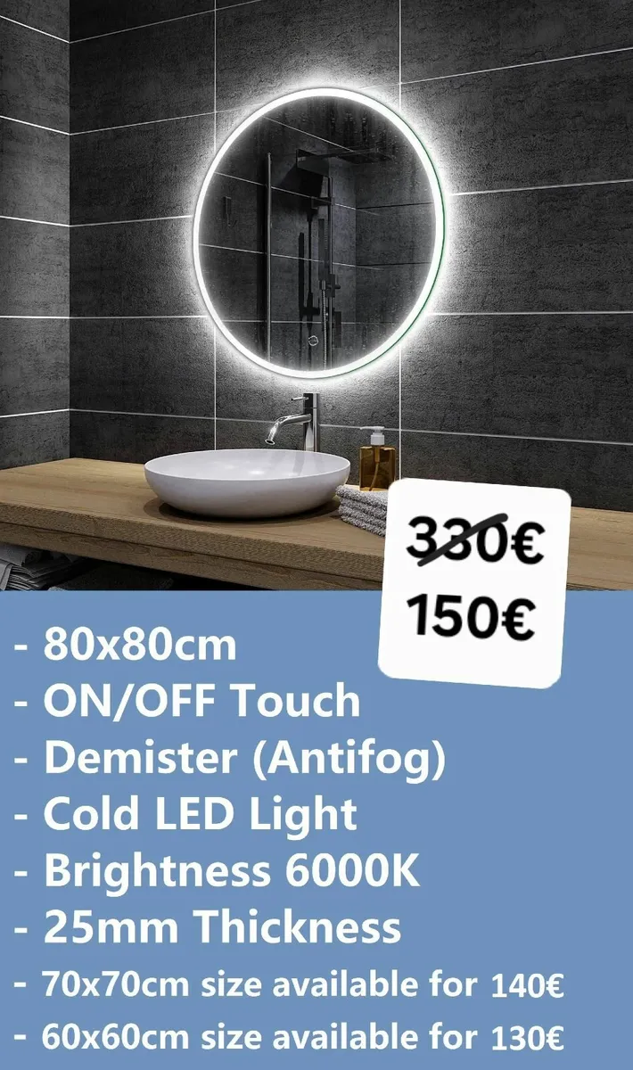 LED Mirror Antifog Demister 80cm - Image 1