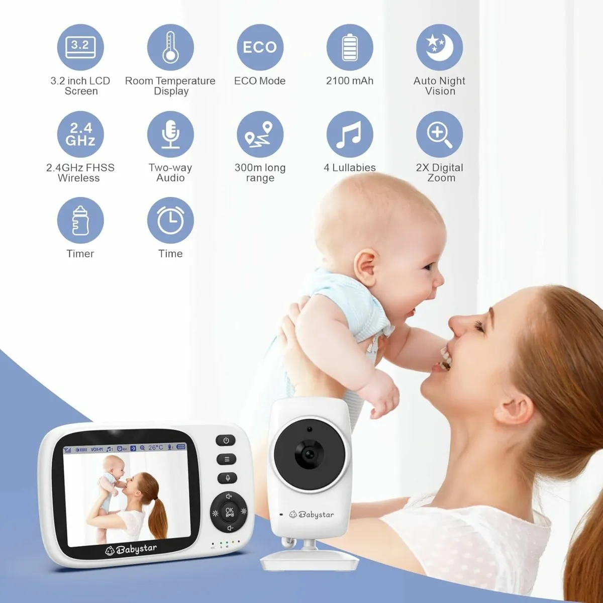 Baby Monitor with Camera and Night Vision,3.2inch - Image 1