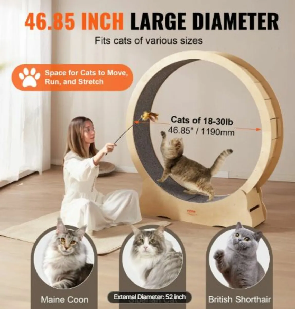 Cat Exercise Wheel, Large Cat Treadmill Wheel - Image 2