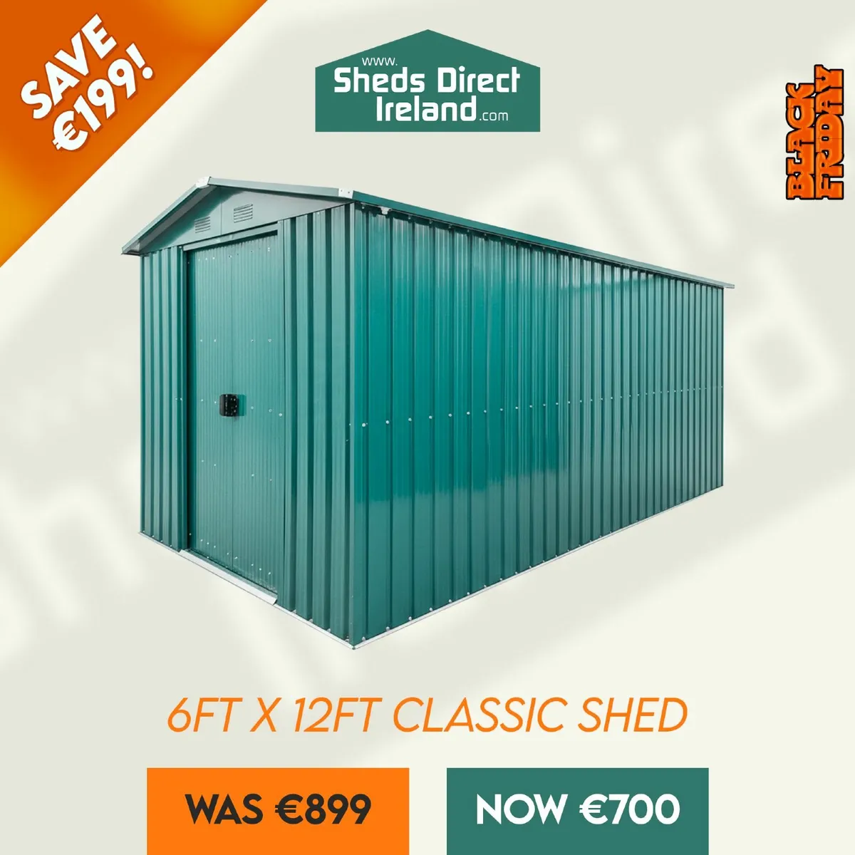 Classic Steel Shed 6ftX12ft Saving 199 euros
