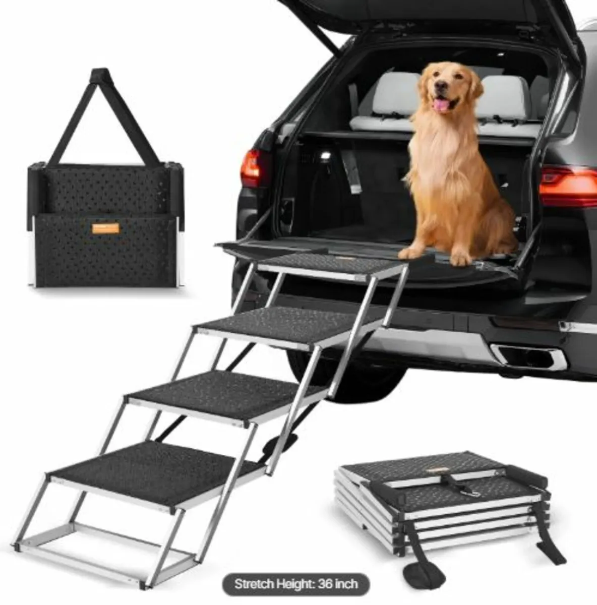 Dog Stair for Cars 4-step Folding Dog Steps - Image 1