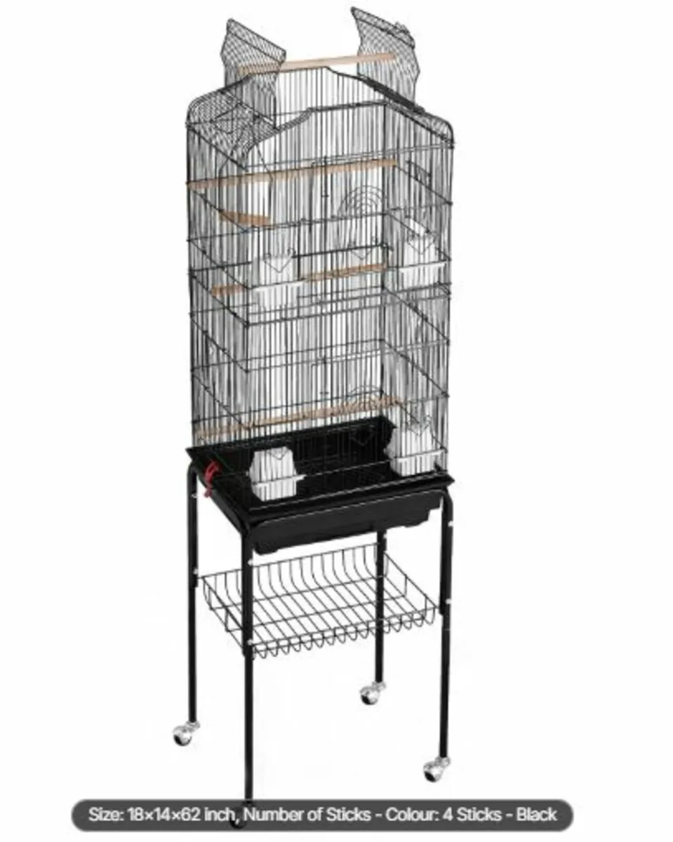 Large Bird Cage, 62 in, Open Top Parakeet Cage - Image 3