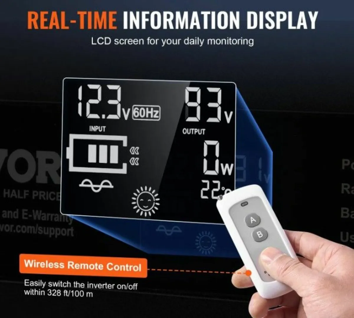 Inverter 2000W 12V Pure Sine Wave Remote LCD - Image 2